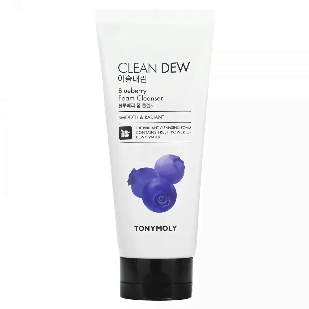 Tony Moly, Clean Dew, очищающая пенка с черникой, 180 мл-1
